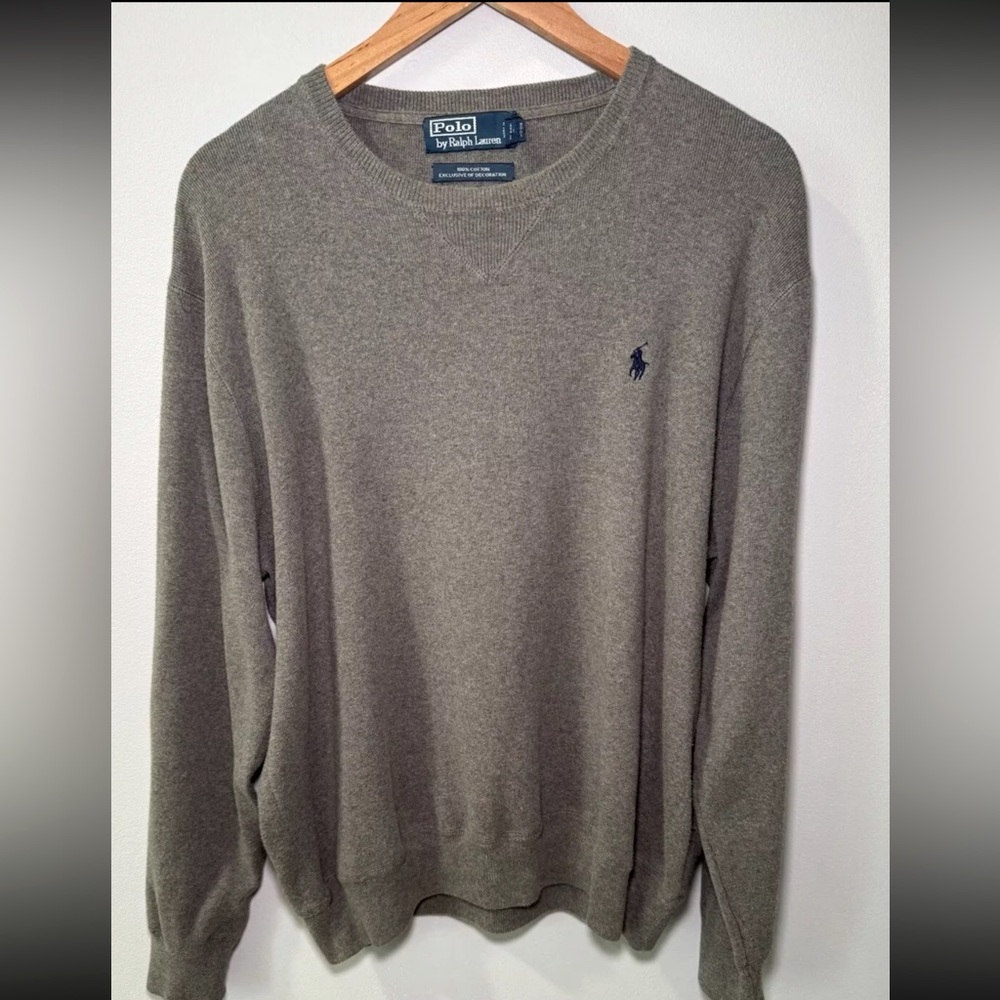 Vtg Polo Ralph Lauren Sweater Mens XLarge Grey Long Sleeve Crewneck Rustic